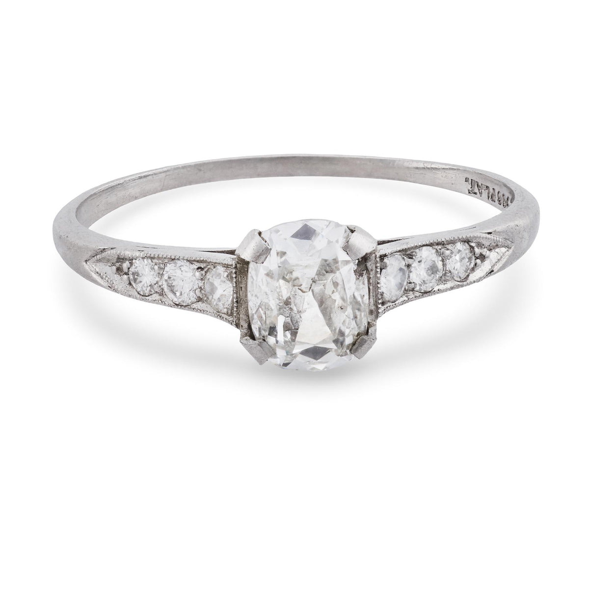 Art Deco Platinum GIA Diamond Engagement Ring .80ct