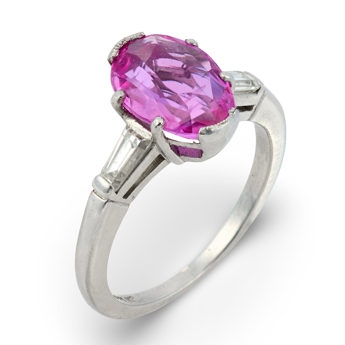 Retro Platinum GIA Sapphire & Diamond Ring