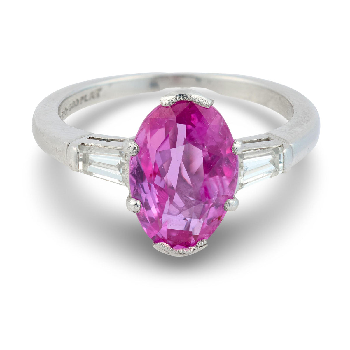Retro Platinum GIA Sapphire & Diamond Ring