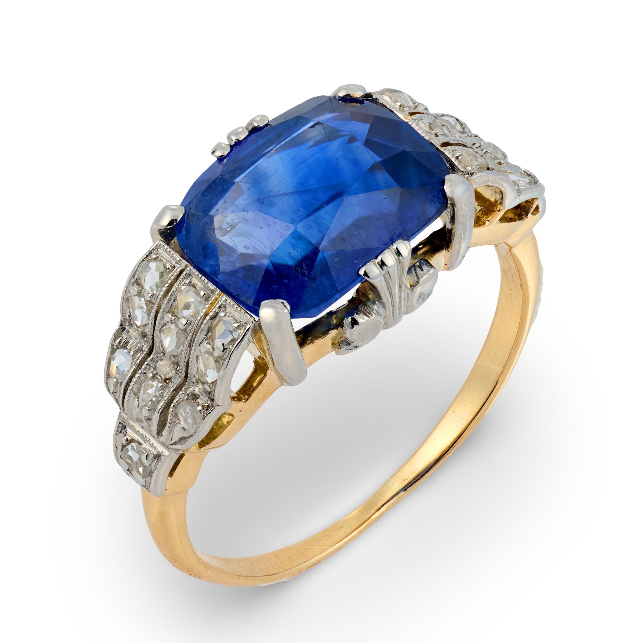 Edwardian 18k/Platinum GIA Ceylon Sapphire & Diamond Ring
