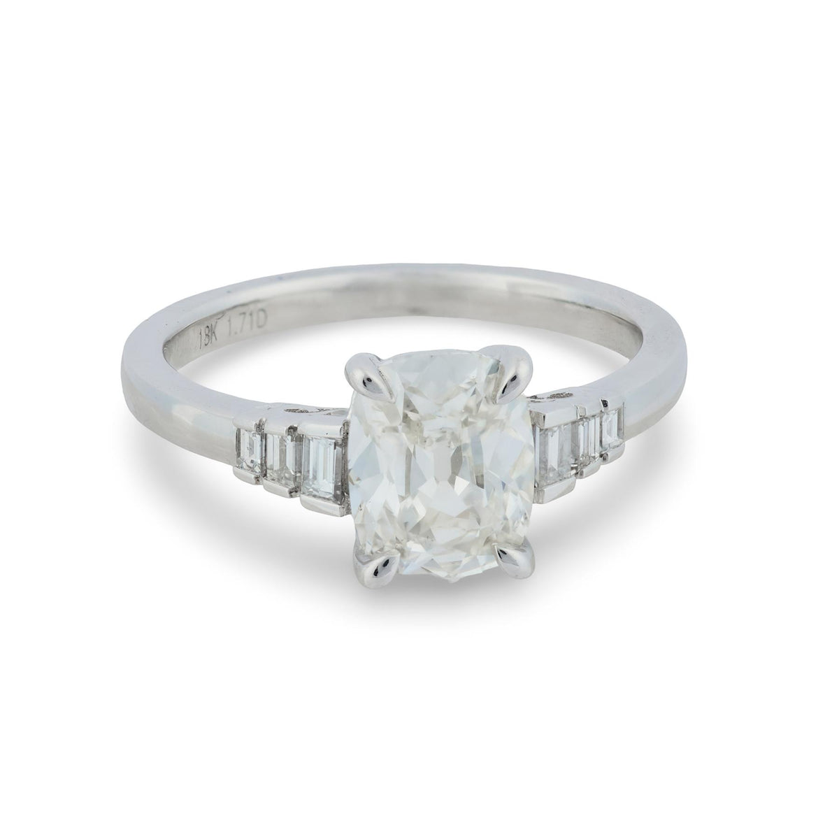 "Art Deco" 18k GIA Diamond Engagement Ring 1.52ct