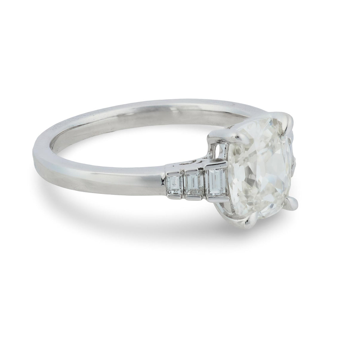 "Art Deco" 18k GIA Diamond Engagement Ring 1.52ct