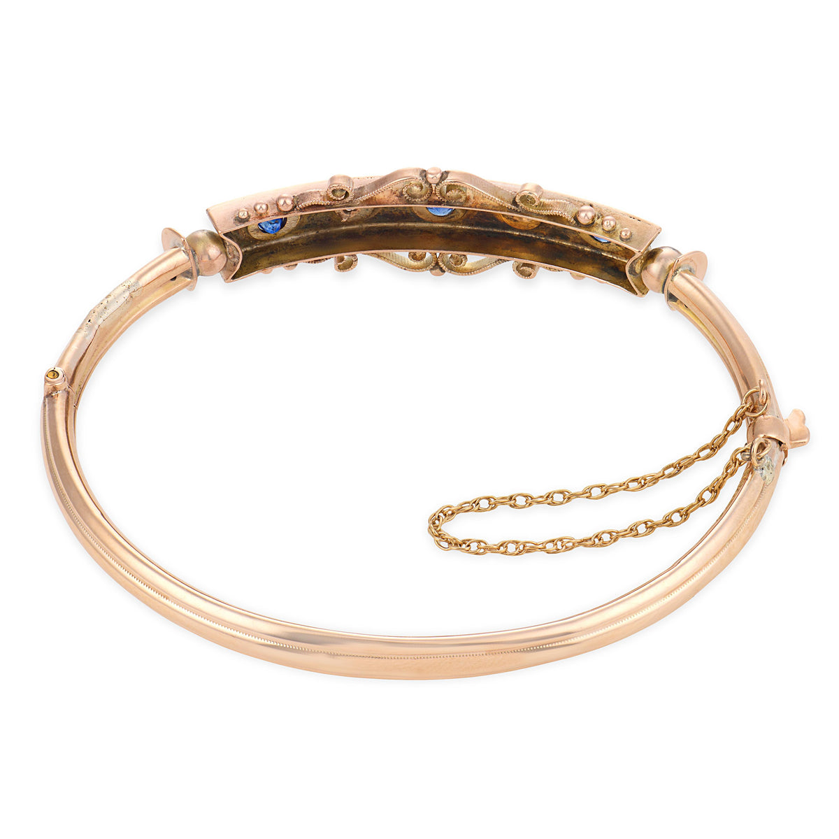 Victorian 14k Sapphire & Diamond Starburst-Motif Bangle