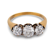 Victorian 18k Diamond Three Stone Ring