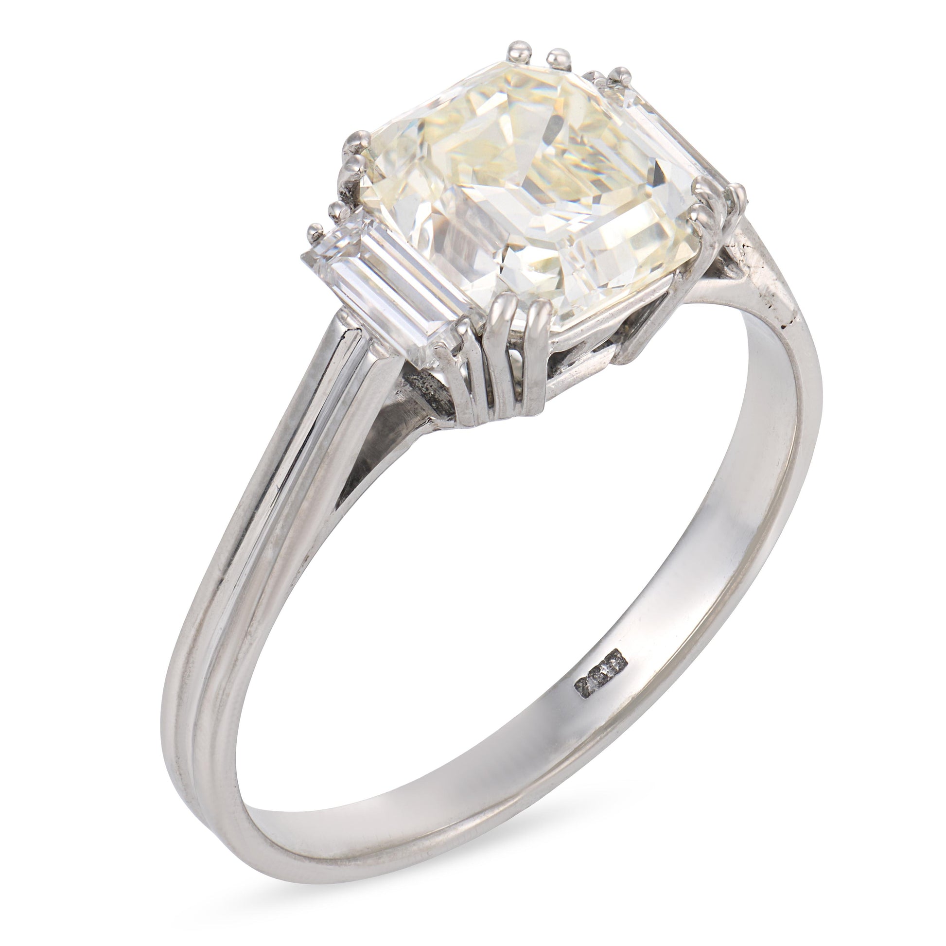 Art Deco 18k Diamond Engagement Ring 2.37ct