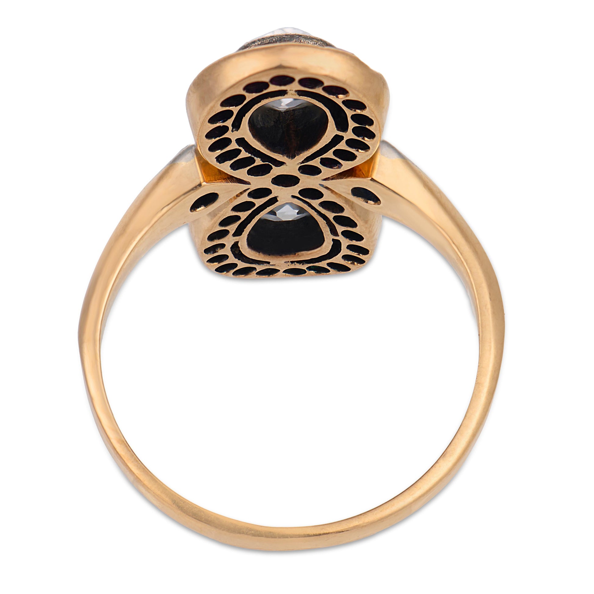 Edwardian 14k Diamond, Ruby, & Emerald "Moi et Toi" Bypass Ring