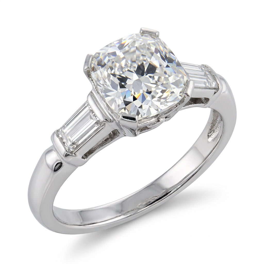 Retro Platinum GIA Diamond Engagement Ring 1.51ct