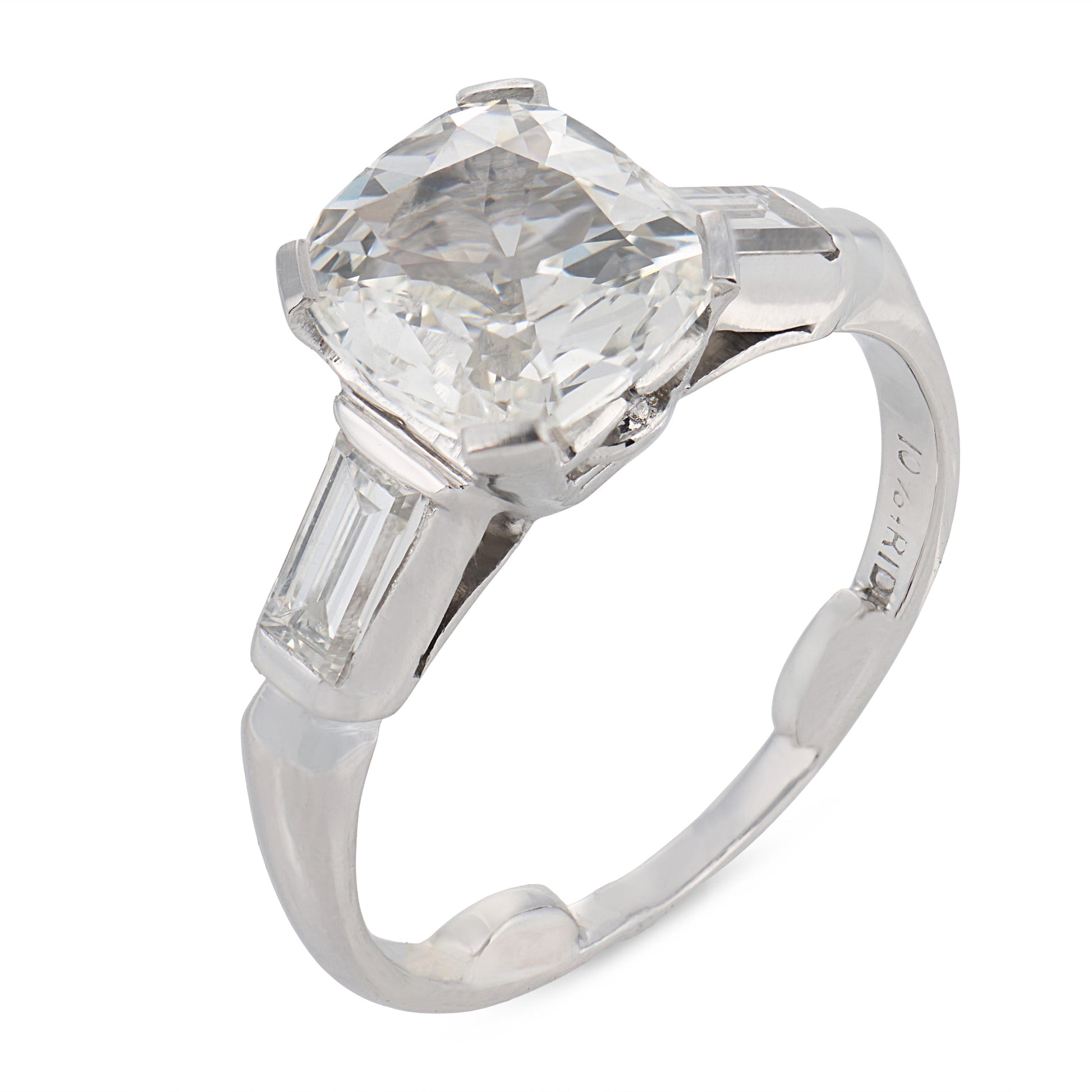 Retro Platinum GIA Diamond Engagement Ring 1.51ct