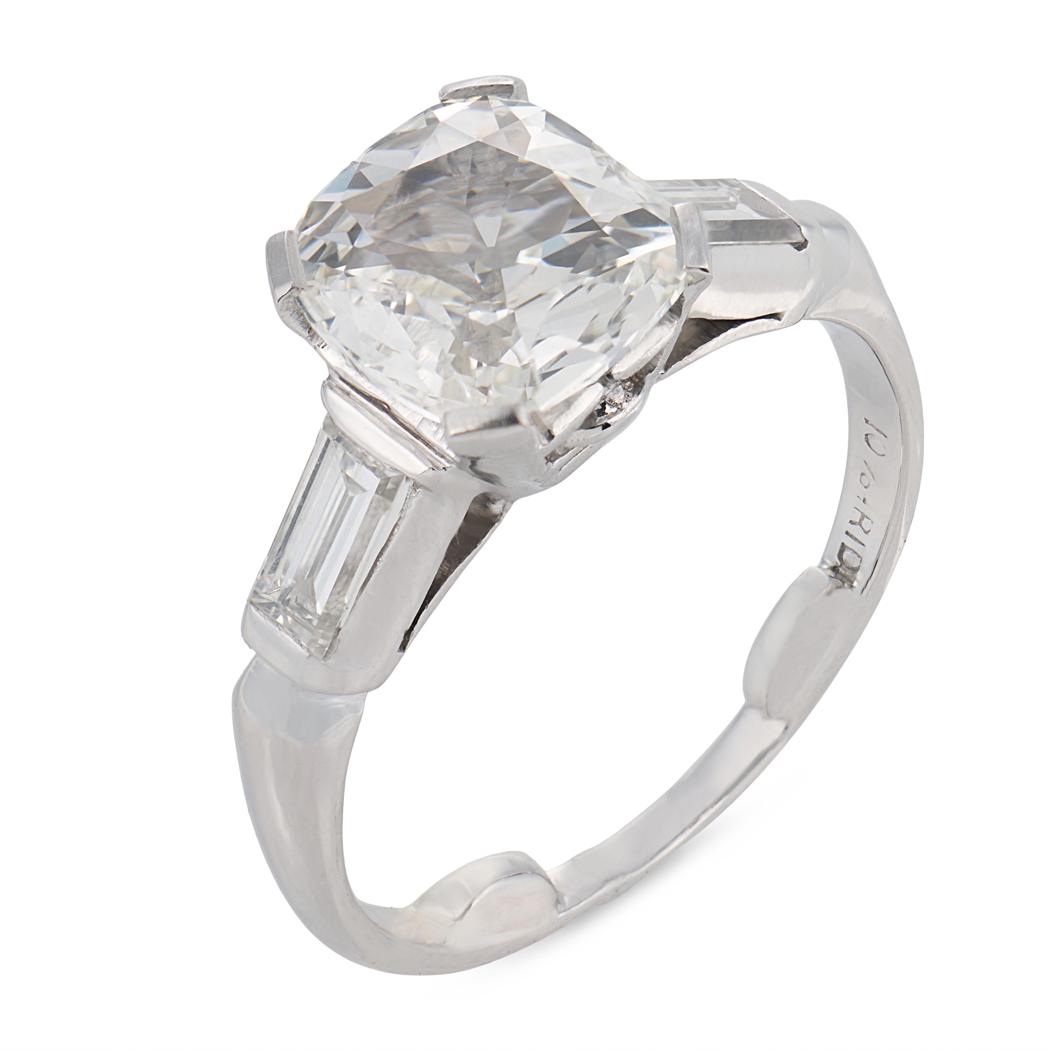 Retro Platinum GIA Diamond Engagement Ring 1.51ct