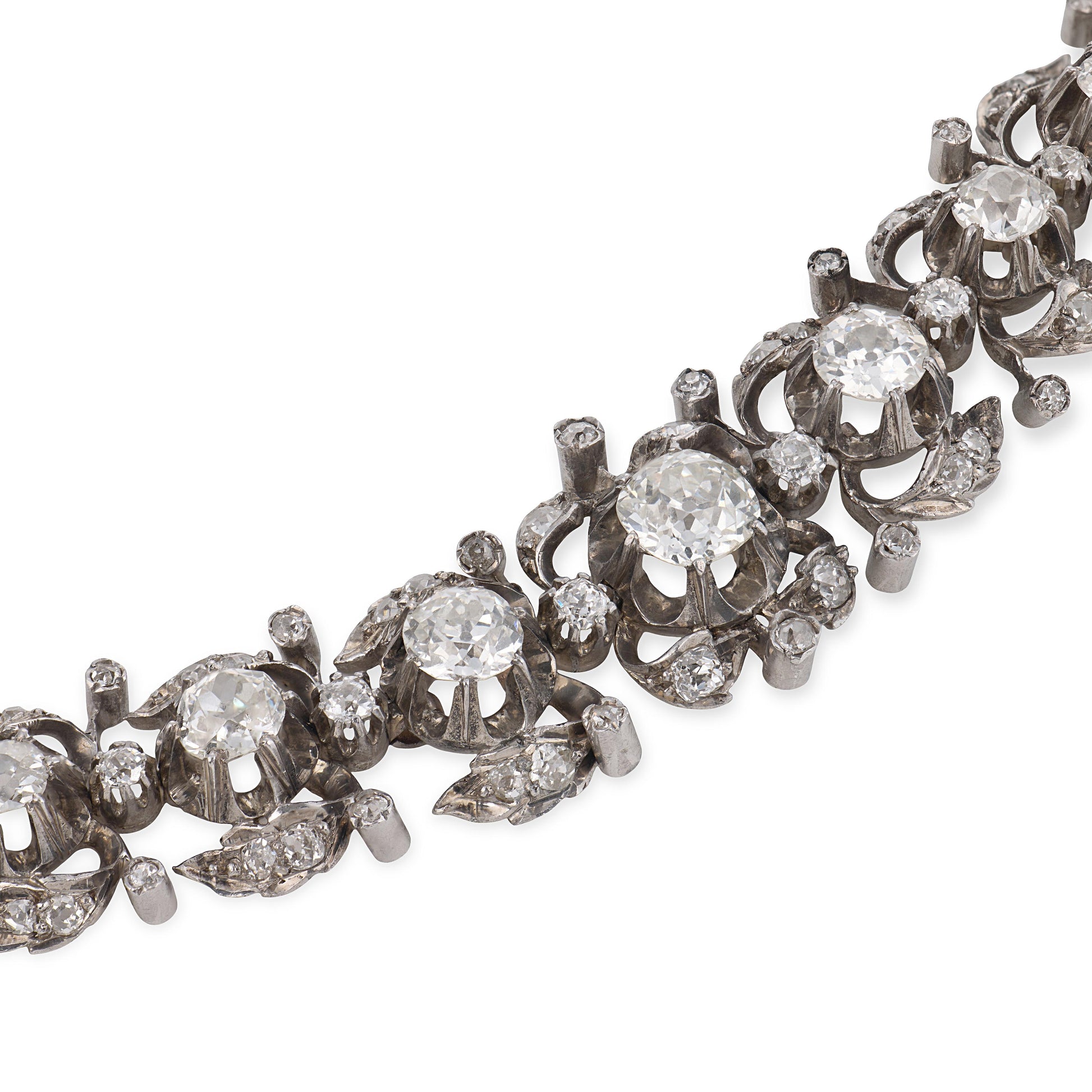 Georgian 9k/Sterling Silver Diamond Link Bracelet