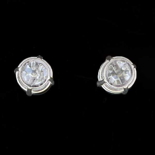 Platinum Old European Diamond Stud Earrings 2.05ctw