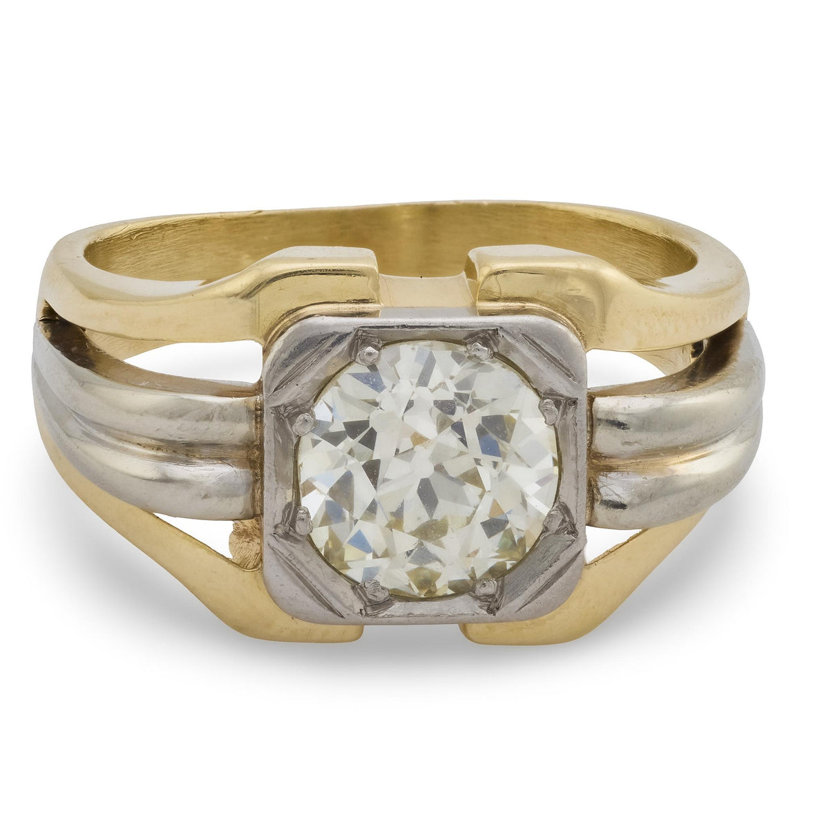 Art Deco 14k/Palladium Diamond Engagement Ring 2.5ct