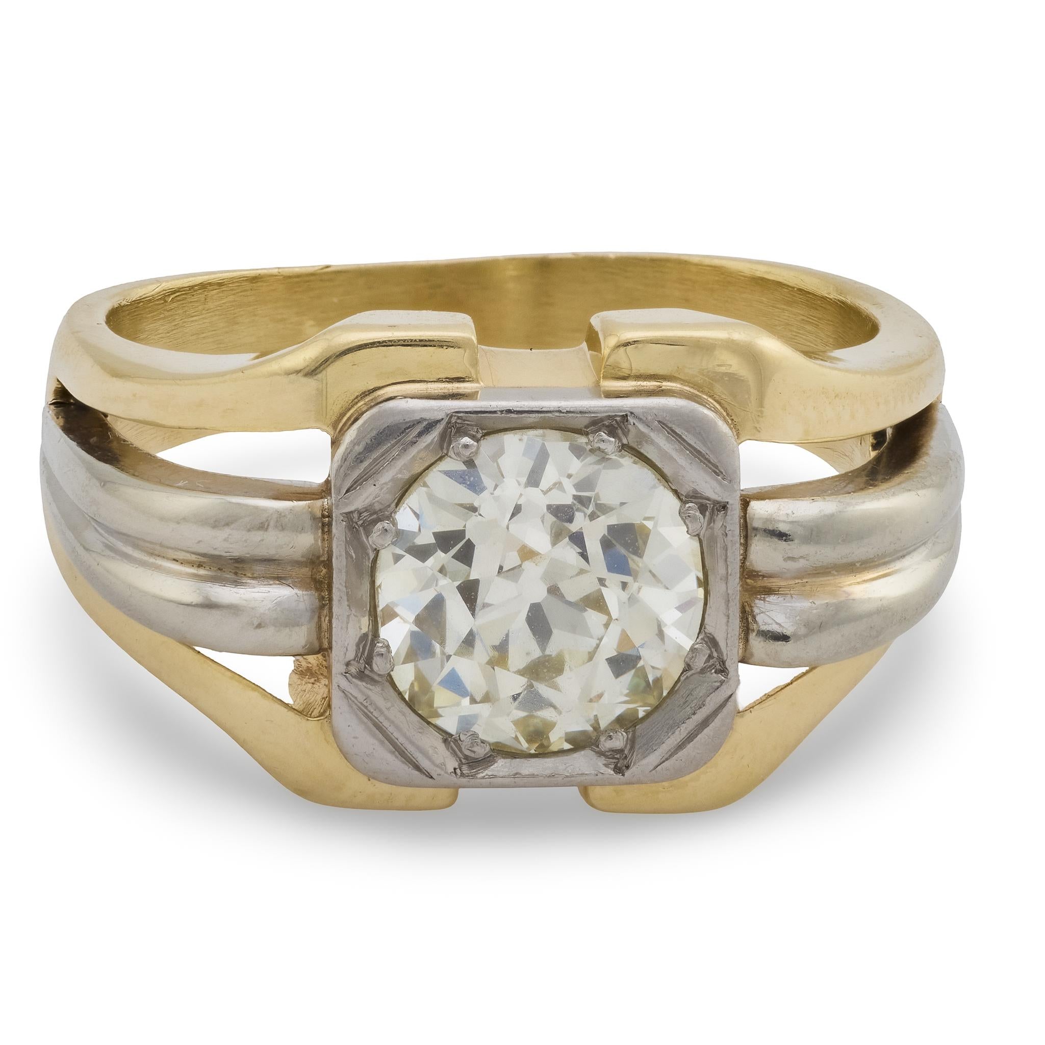 Art Deco 14k/Palladium Diamond Engagement Ring 2.5ct