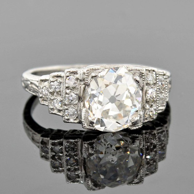 Art Deco Platinum Diamond Engagement Ring 2.16ct