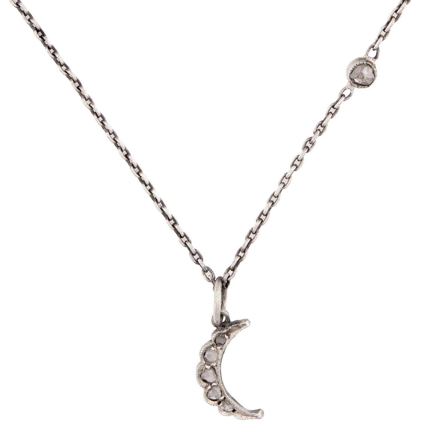 Victorian Sterling Silver Diamond Pendant Necklace
