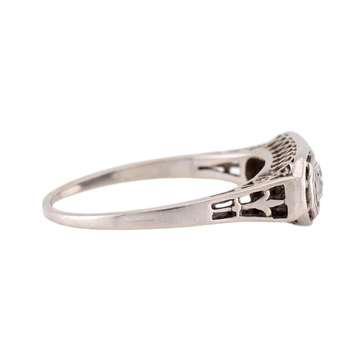 Edwardian 14k/Platinum Diamond Three Stone Ring