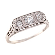 Edwardian 14k/Platinum Diamond Three Stone Ring