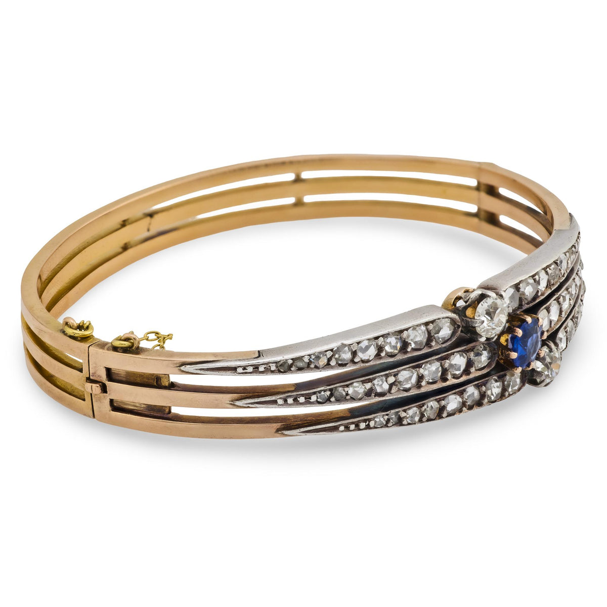 Edwardian French 18k/Platinum Sapphire & Diamond Bracelet