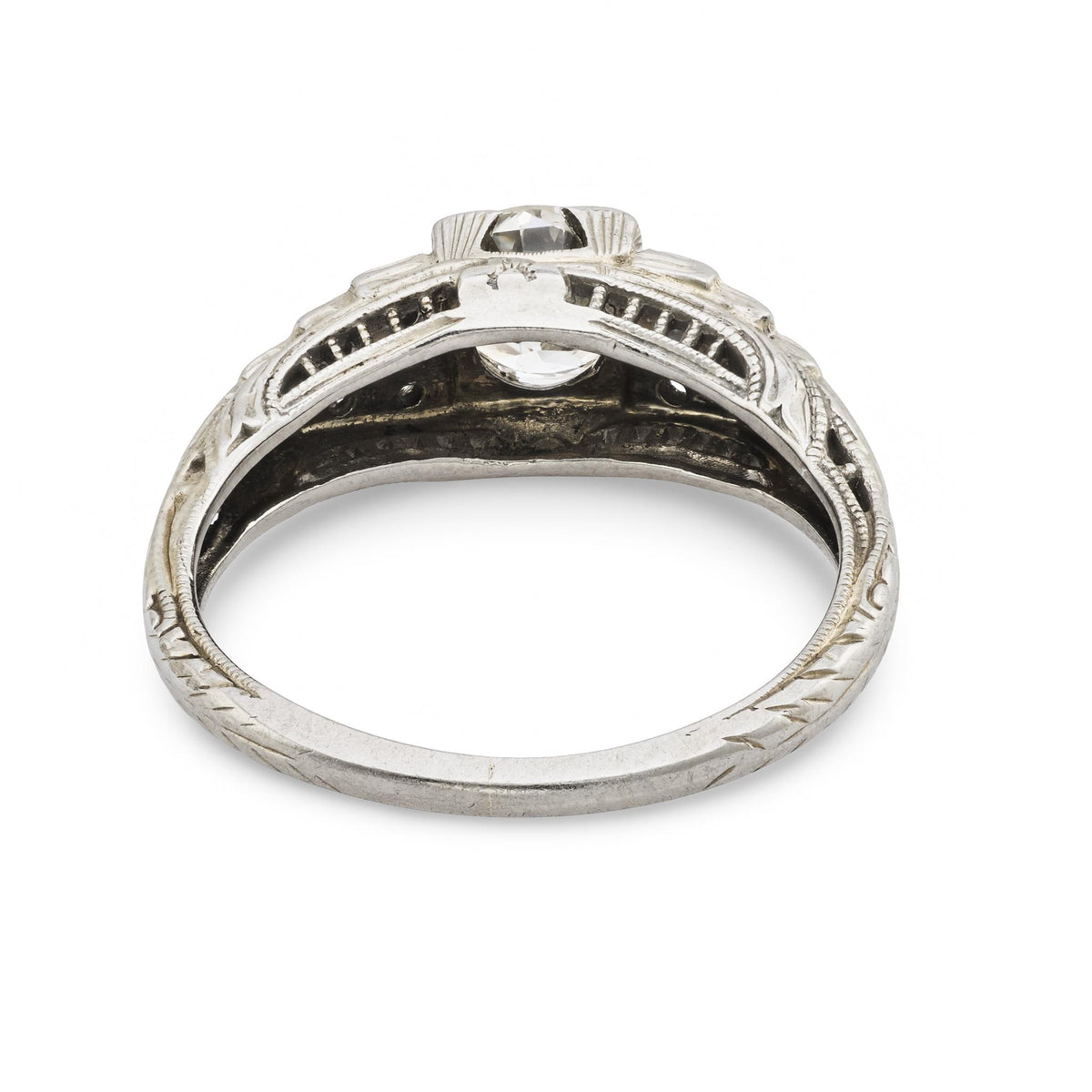 BIRKS Art Deco 18k Diamond Engagement Ring .80ct