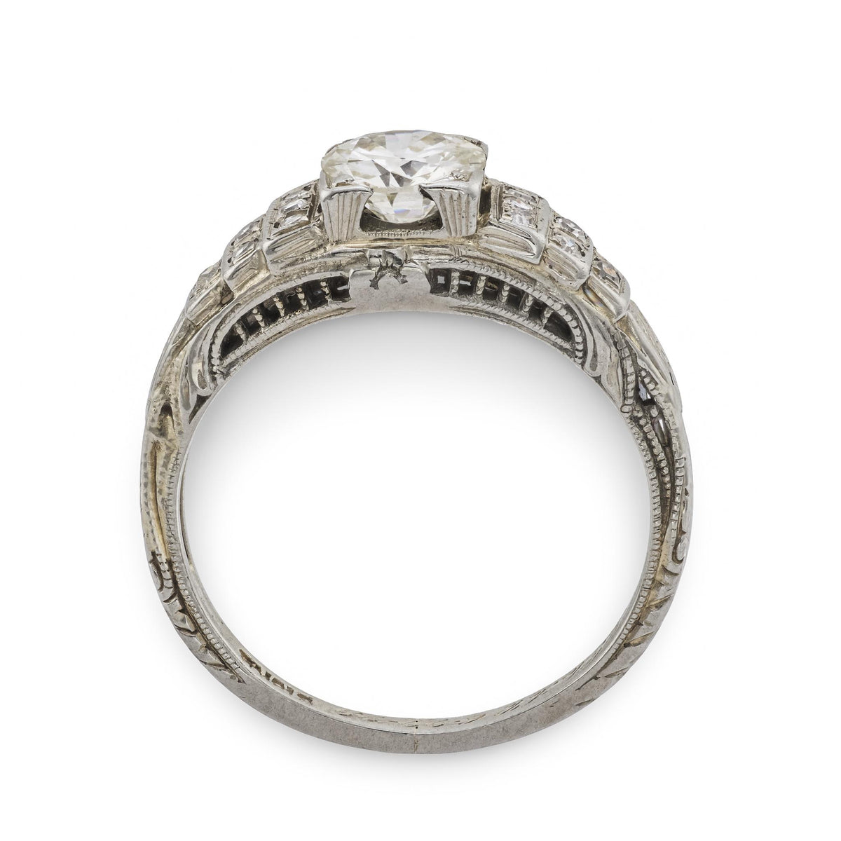 BIRKS Art Deco 18k Diamond Engagement Ring .80ct