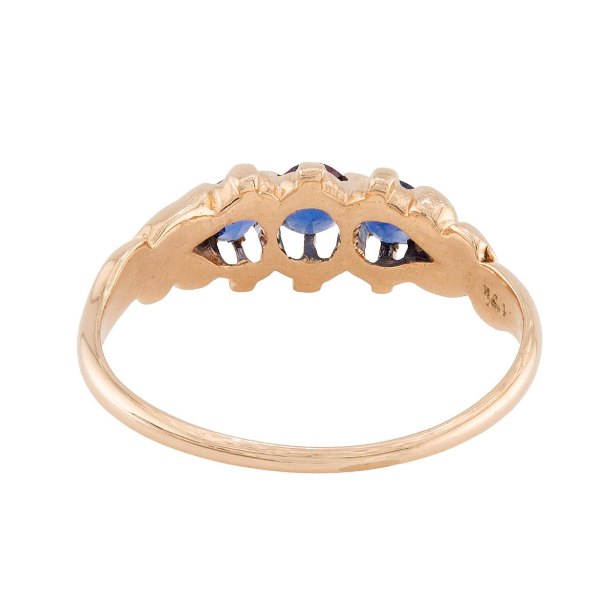 Edwardian 14k Sapphire Three Stone Ring