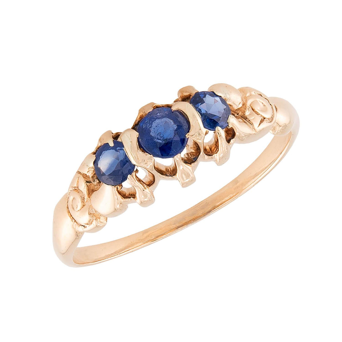 Edwardian 14k Sapphire Three Stone Ring