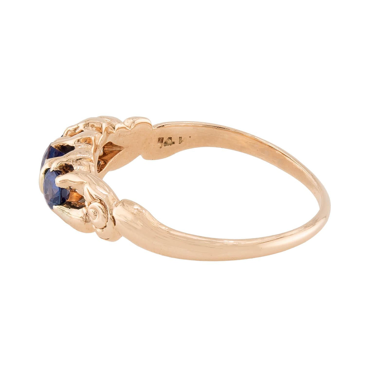Edwardian 14k Sapphire Three Stone Ring