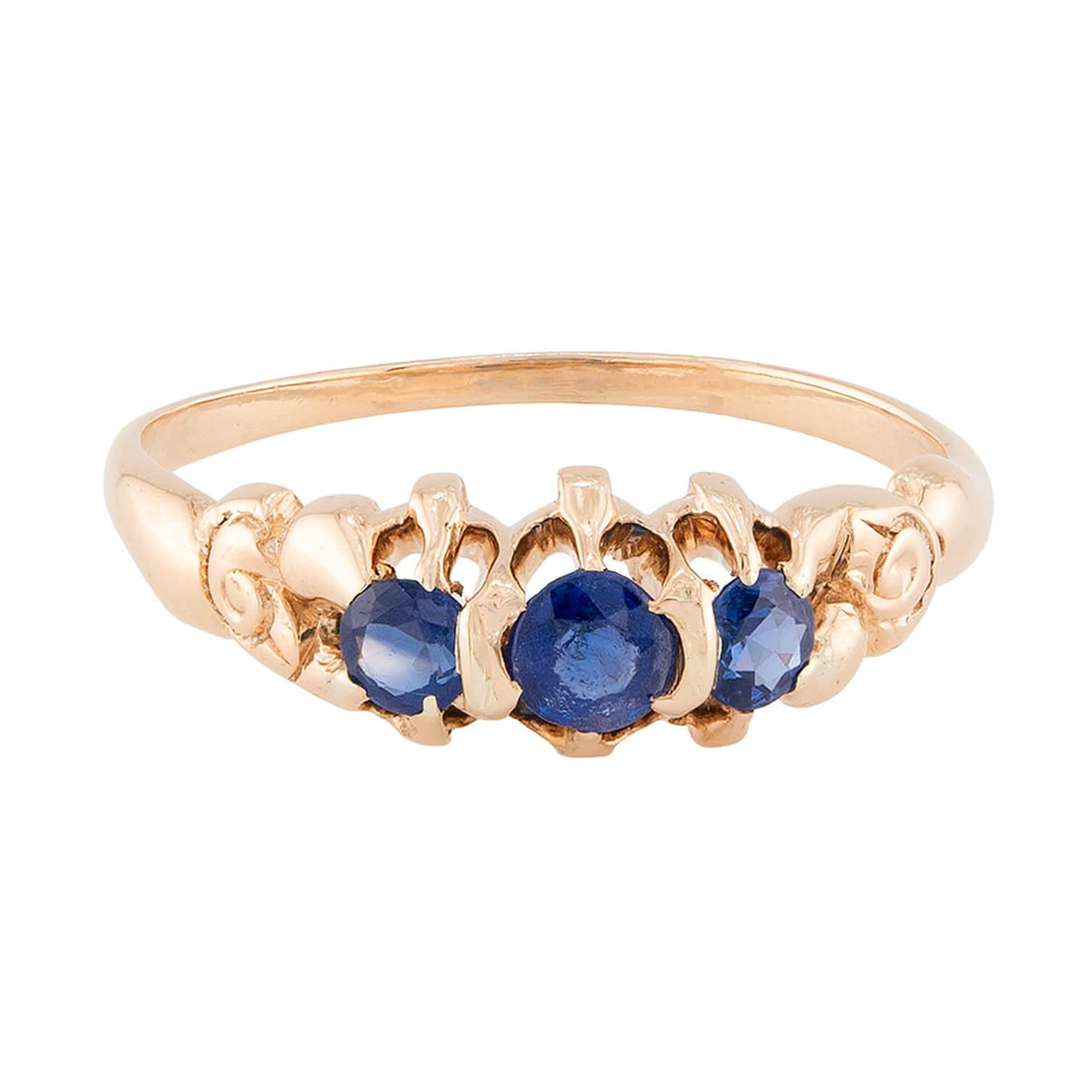 Edwardian 14k Sapphire Three Stone Ring