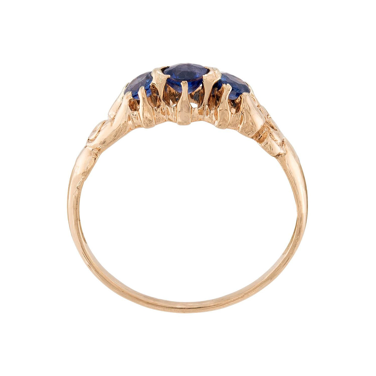 Edwardian 14k Sapphire Three Stone Ring