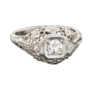 Art Deco 18kt Diamond Engagement Ring 0.28ct