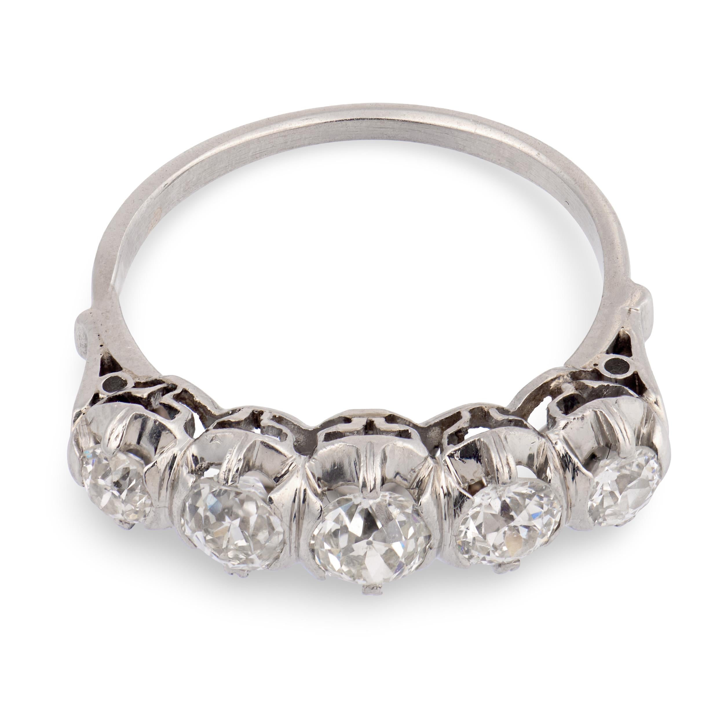 Edwardian Platinum Diamond Five Stone Ring