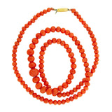 Victorian 10k Graduated Salmon Coral Bead Necklace