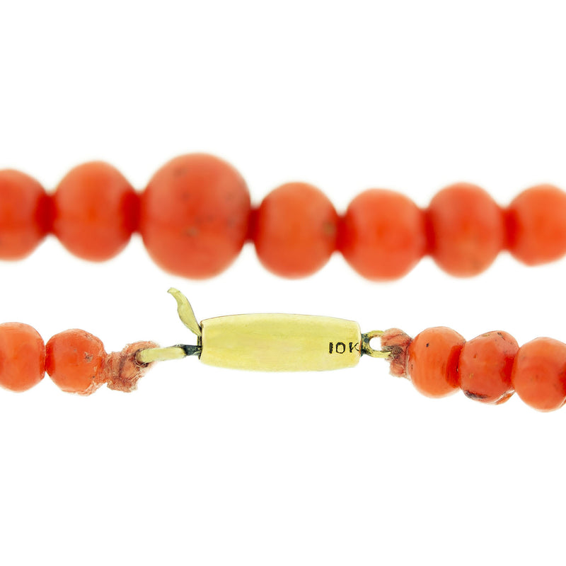 Victorian 10k Graduated Salmon Coral Bead Necklace