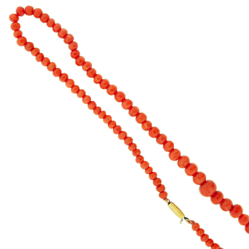Victorian 10k Graduated Salmon Coral Bead Necklace