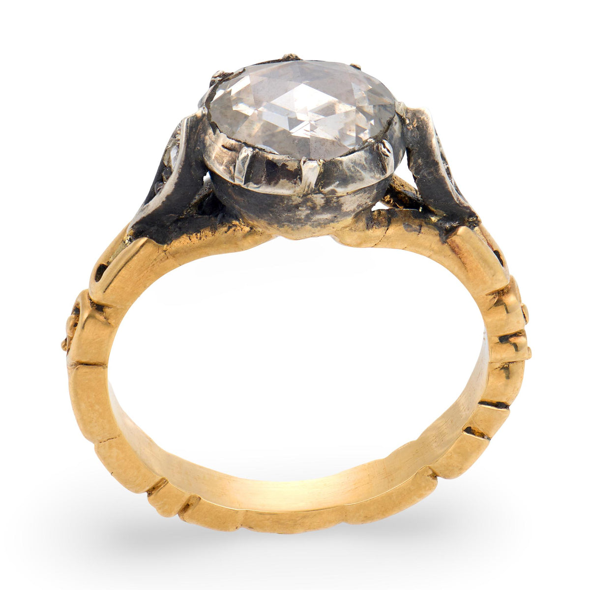 Georgian 18k/Sterling Silver Diamond Engagement Ring .85ct