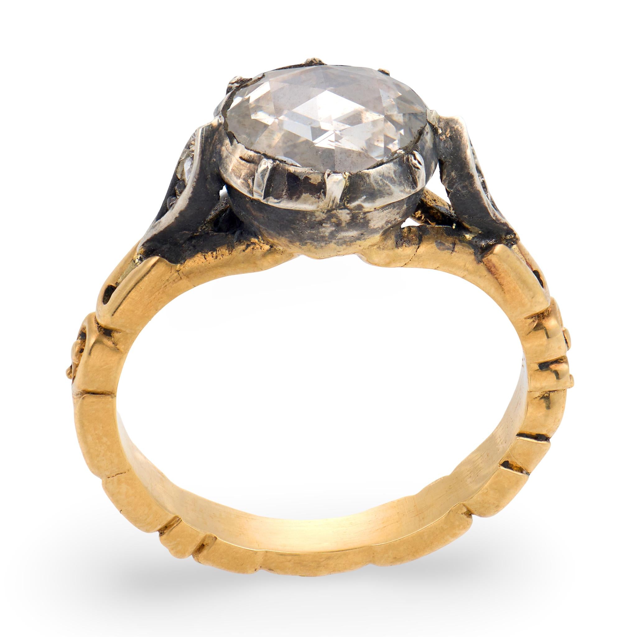 Georgian 18k/Sterling Silver Diamond Engagement Ring .85ct