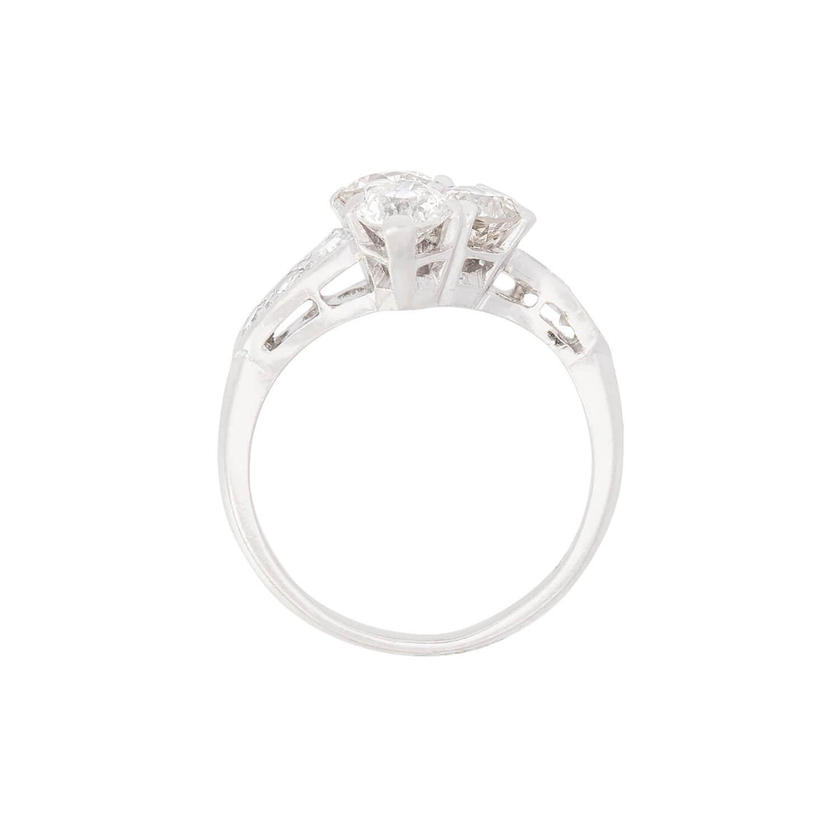 Art Nouveau Platinum Diamond Trefoil Engagement Ring