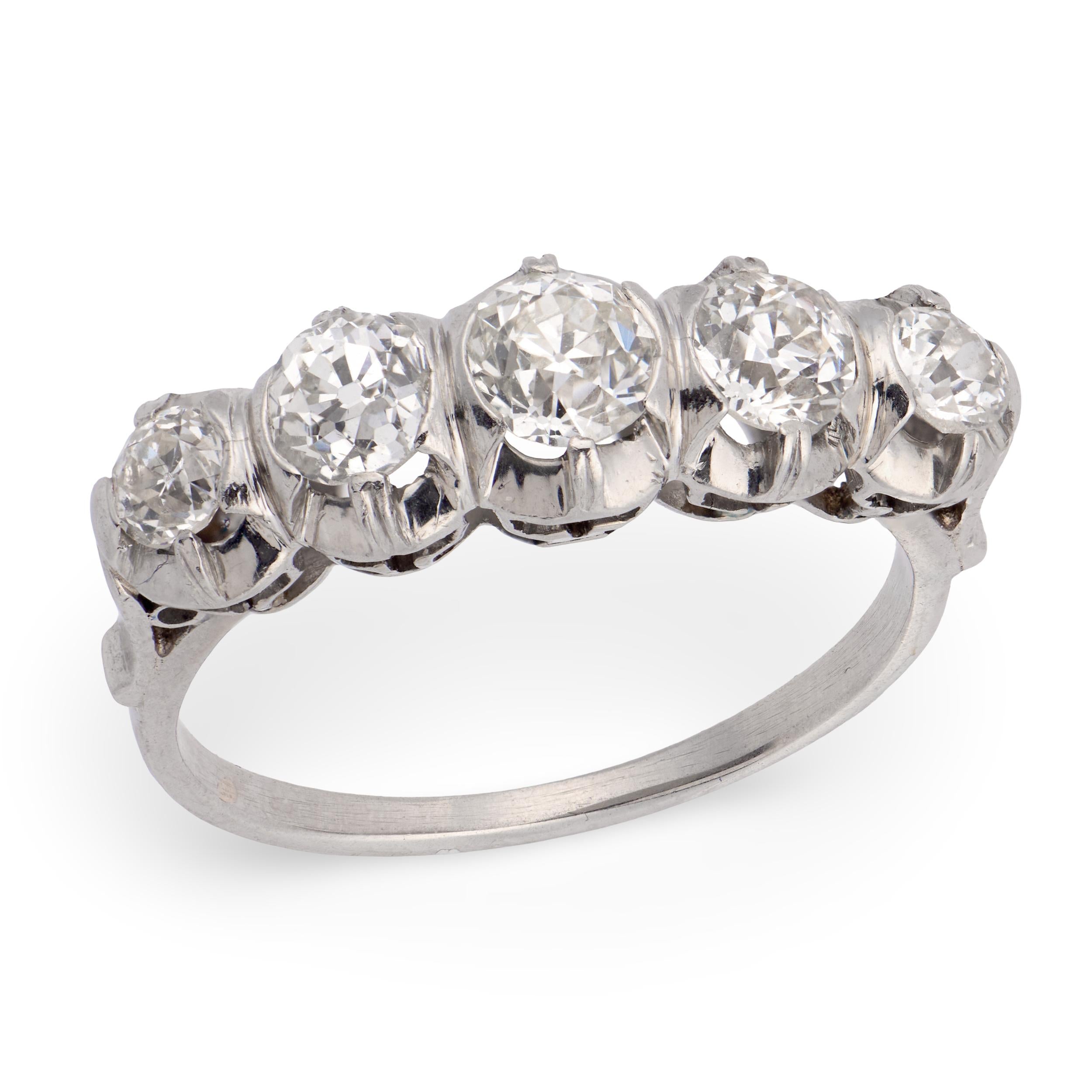 Edwardian Platinum Diamond Five Stone Ring