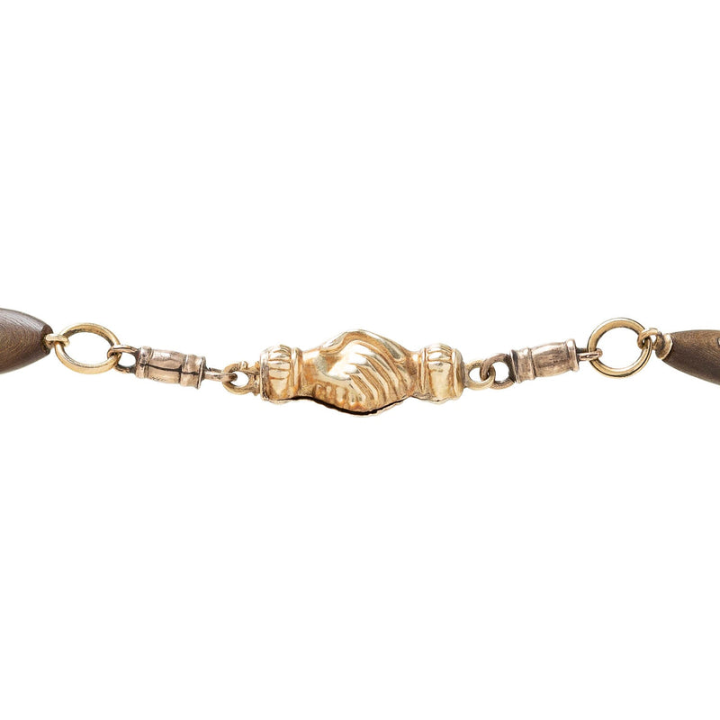 Victorian 9k Gutta-Percha Hand Clasp Necklace