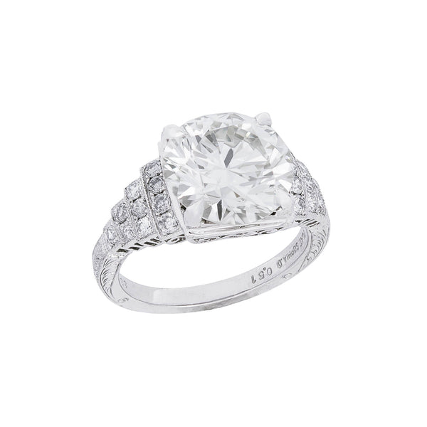 Art Deco Platinum Diamond Engagement Ring 5.09ct center