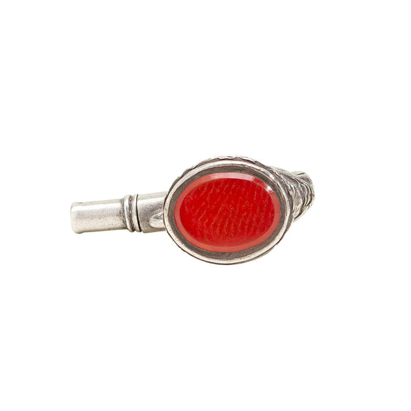 Victorian Sterling Silver Carnelian Dog Head Fob