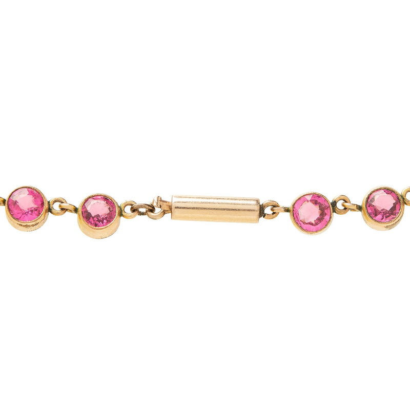 Victorian Gold-Filled Pink French Paste Riviera Necklace