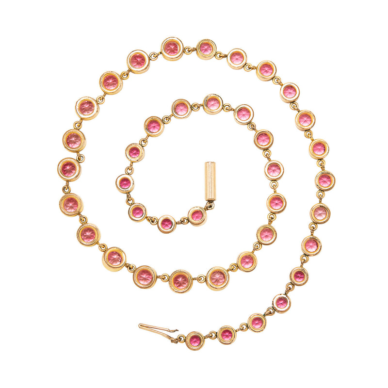 Victorian Gold-Filled Pink French Paste Riviera Necklace