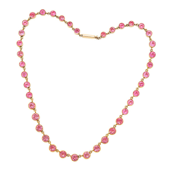 Victorian Gold-Filled Pink French Paste Riviera Necklace