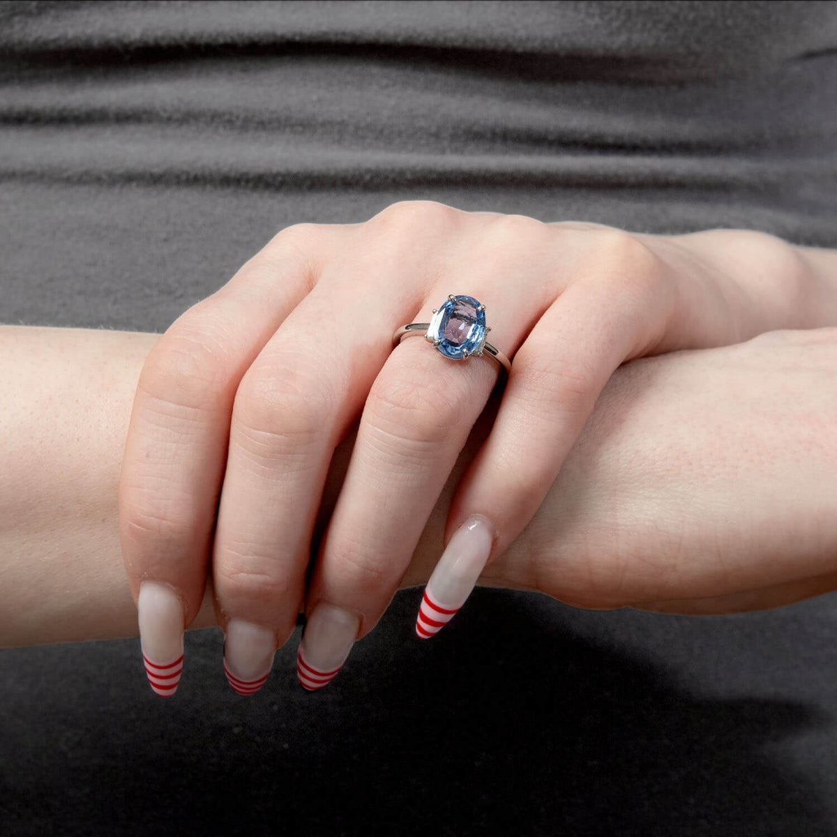 Art Deco Plat/Diamond & Ceylon No Heat Sapphire Ring 3.70ct