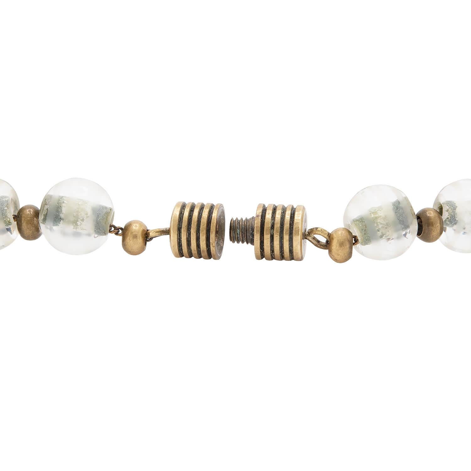 LOUIS ROUSSELET Vintage French Brass, Enamel, Crystal, and Glass Necklace