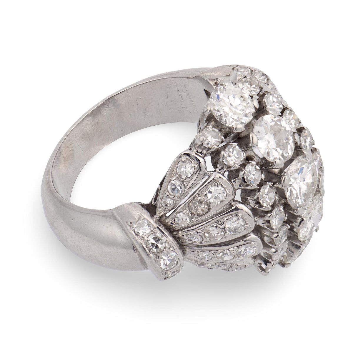 Retro Platinum Diamond Statement Ring