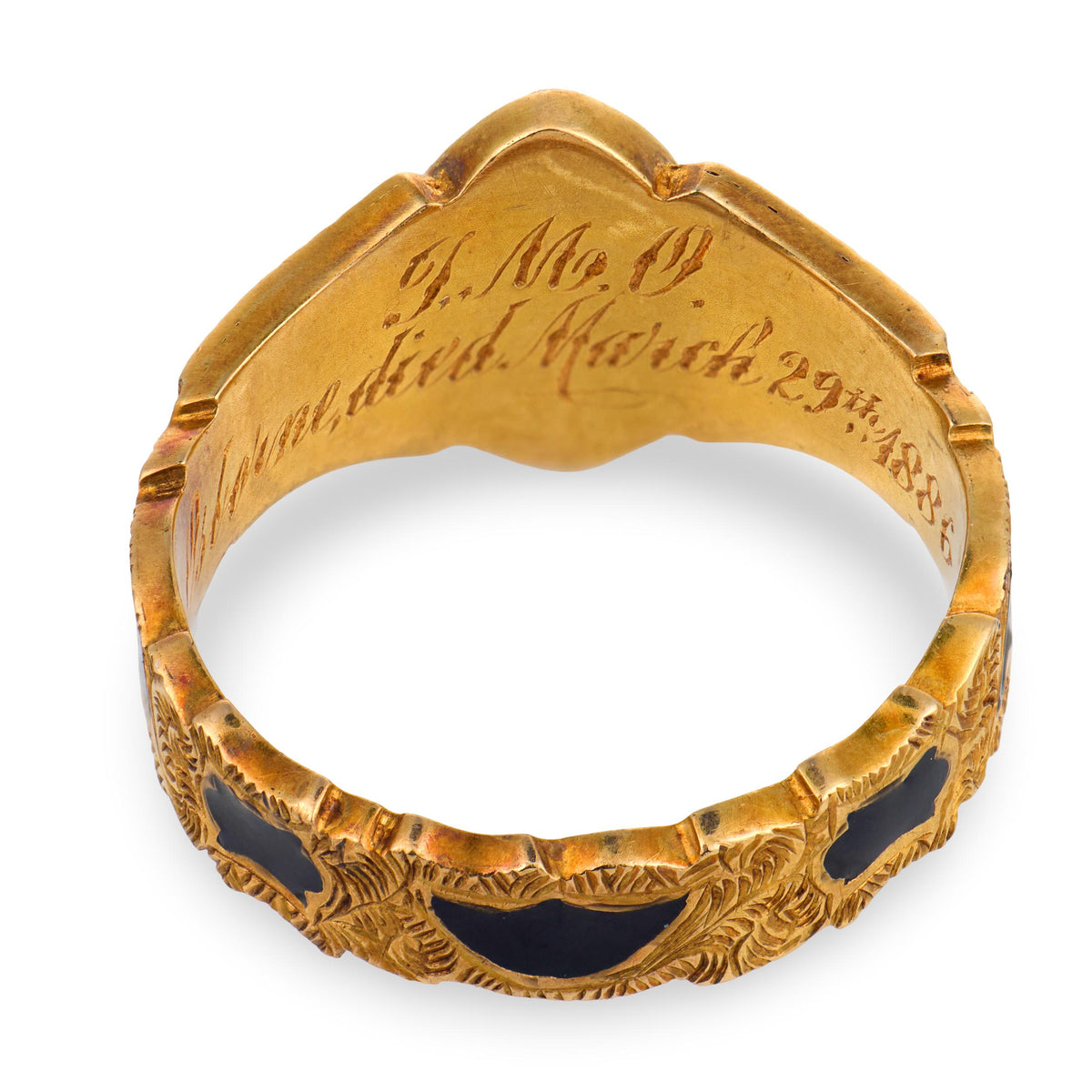 Victorian English 18k Pearl & Enamel Mourning Ring