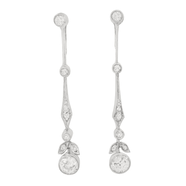 Edwardian Platinum/18K Sapphire & Diamond Stud Earrings by A. Brandt + Son