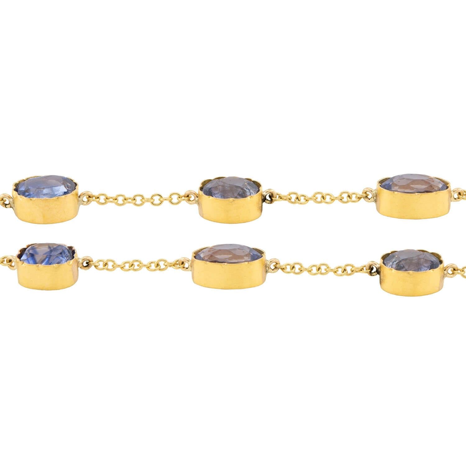 Victorian 15k GIA Ceylon Sapphire Riviera Necklace